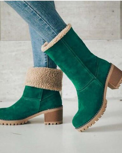 Women's Chunky Heel Round Toe Snow Boots - Keilini