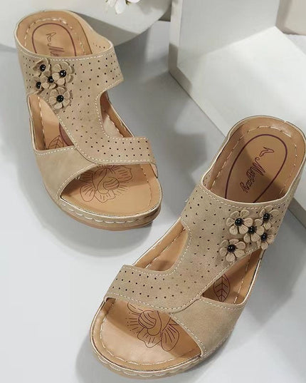 Women's Hollow Open Toe Fish Mouth Wedge Slippers - Libiyi