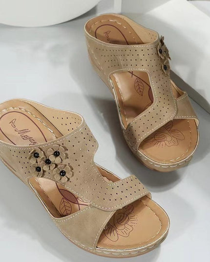 Women's Hollow Open Toe Fish Mouth Wedge Slippers - Libiyi