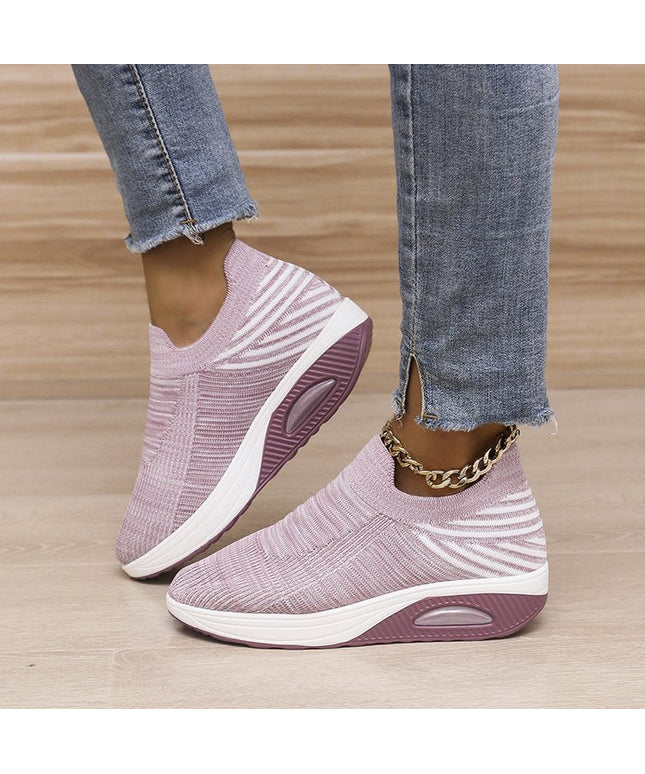 Women's low top fly woven casual sneakers - Libiyi