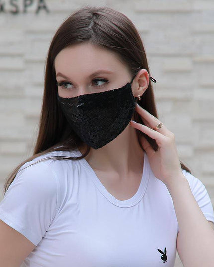Fashion shiny Facewashable And Reusable Outdoor Sequined Cover Face-Mask - Libiyi