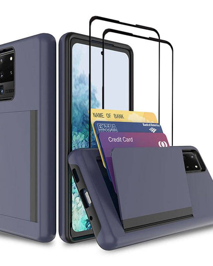 Armor Protective Card Holder Case for Samsung S20 Ultra With 2-Pack Screen Protectors - Libiyi