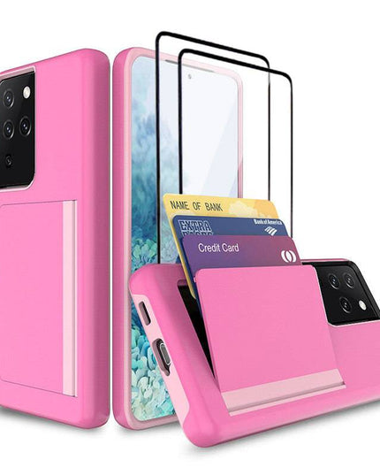 Armor Protective Card Holder Case for Samsung S21 Ultra(5G) With 2-Pack Screen Protectors - Libiyi