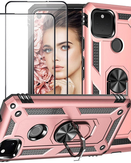 2022 Luxury Armor Ring Bracket Phone case For Google Pixel 4A With 2-Pack Screen Protectors - Libiyi