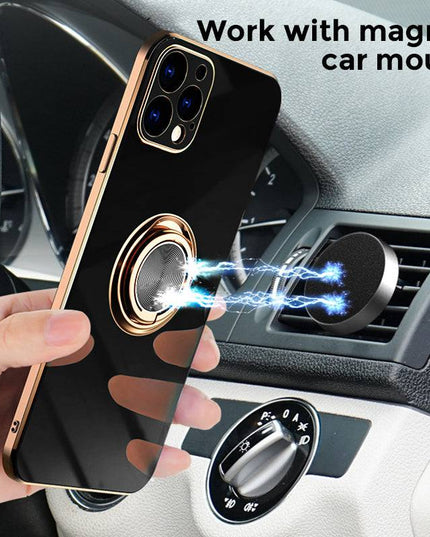 Shiny Plating Built-in Finger Ring Case For iPhone 12 Series - Libiyi
