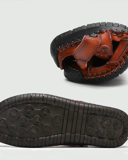 Libiyi Men's Casual Breathable Handmade Leather Sandals - Libiyi
